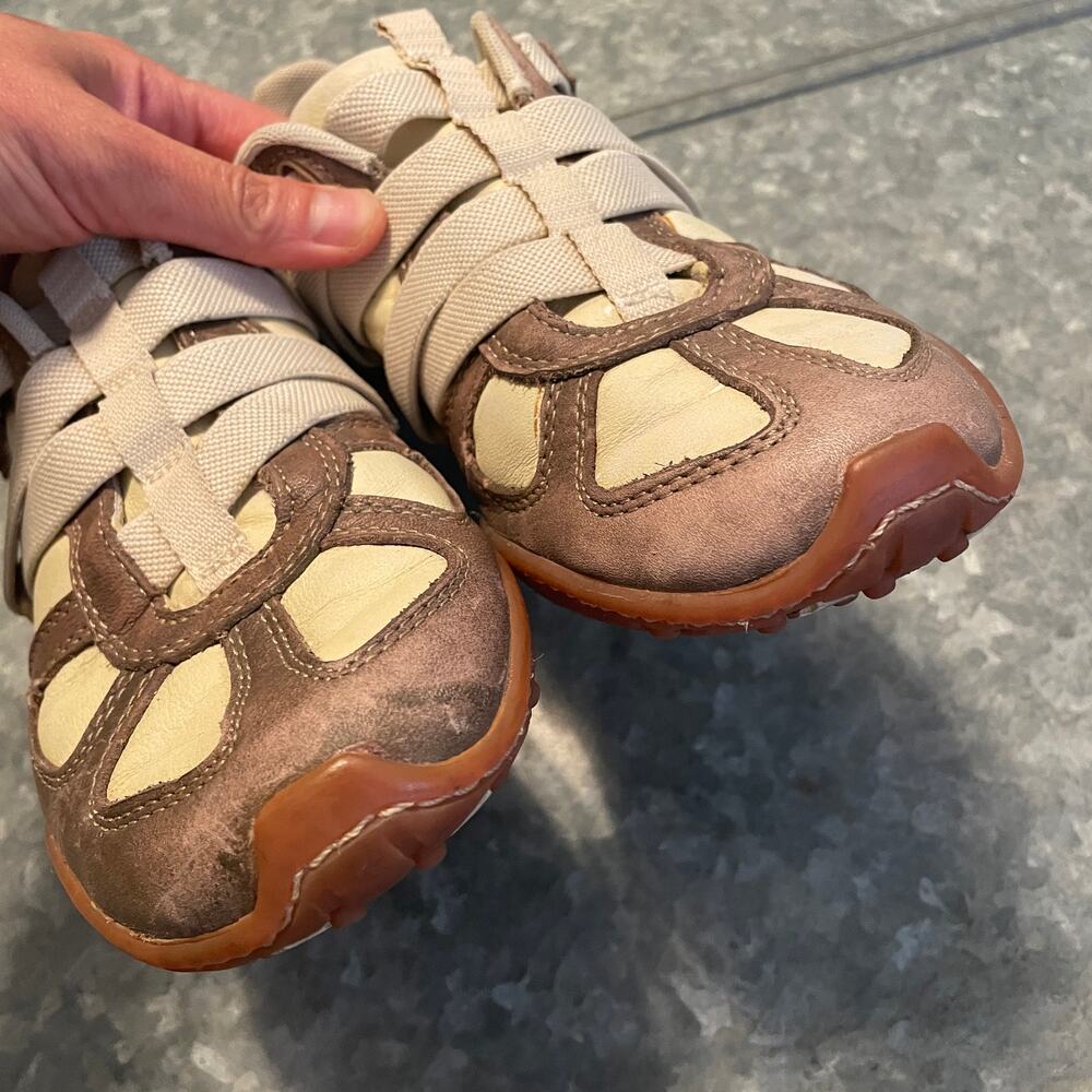 Diesel Moslette Low Top Shoes Sneakers Womens 7.5 Brown Cream Orange Vintage Y2K - Picture 3 of 10